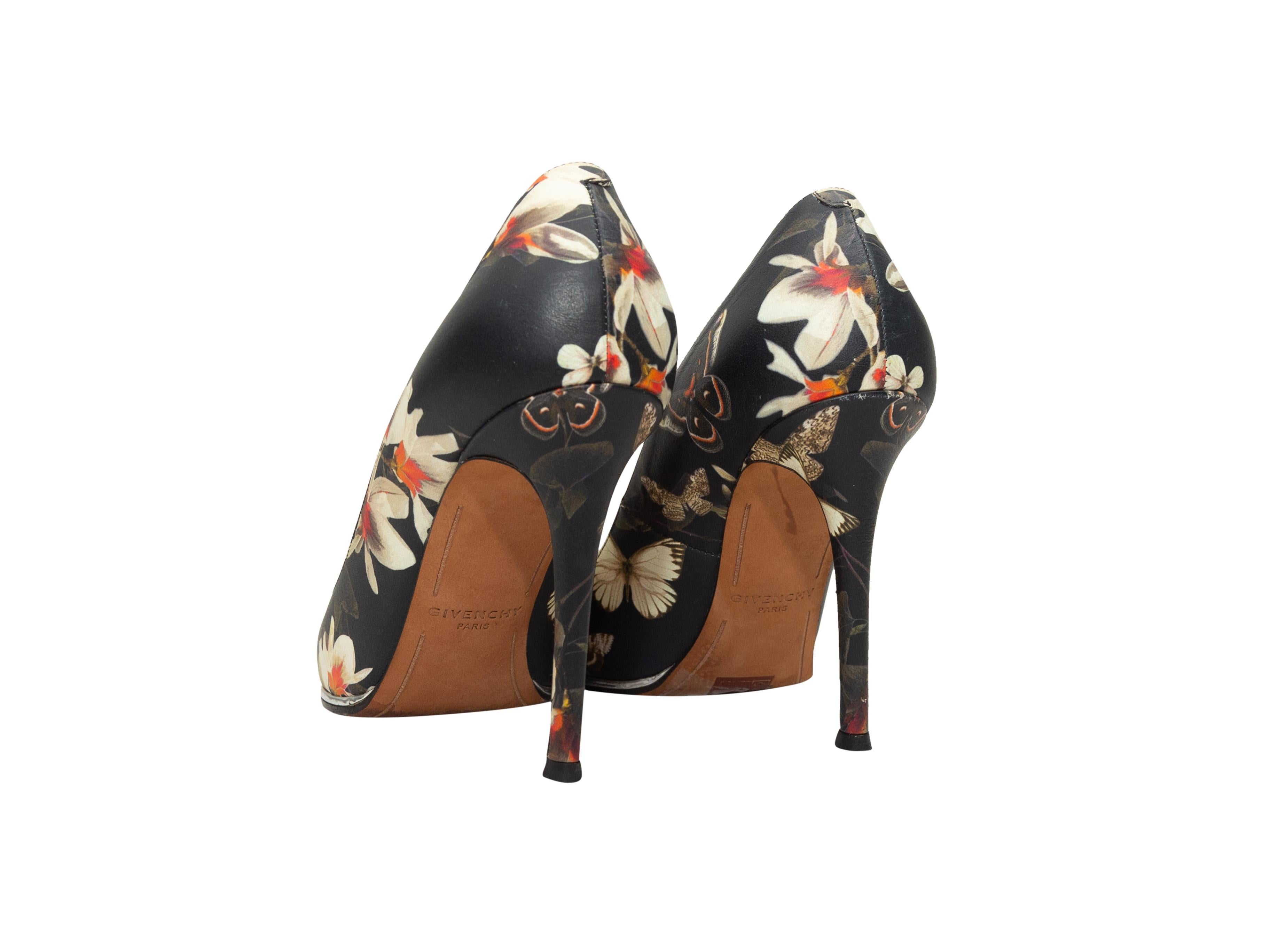 Women's  Givenchy Black & Multicolor Floral Print Leather Pumps