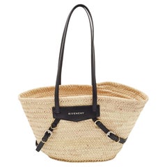 Givenchy Black/Natural Raffia and Leather Small Voyou Basket Bag