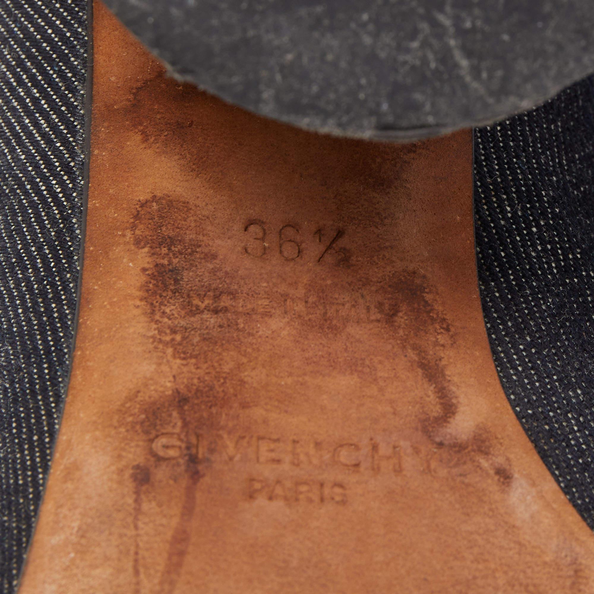 Givenchy Black/Navy Blue Denim and Leather Slide Size 36.5 For Sale 4