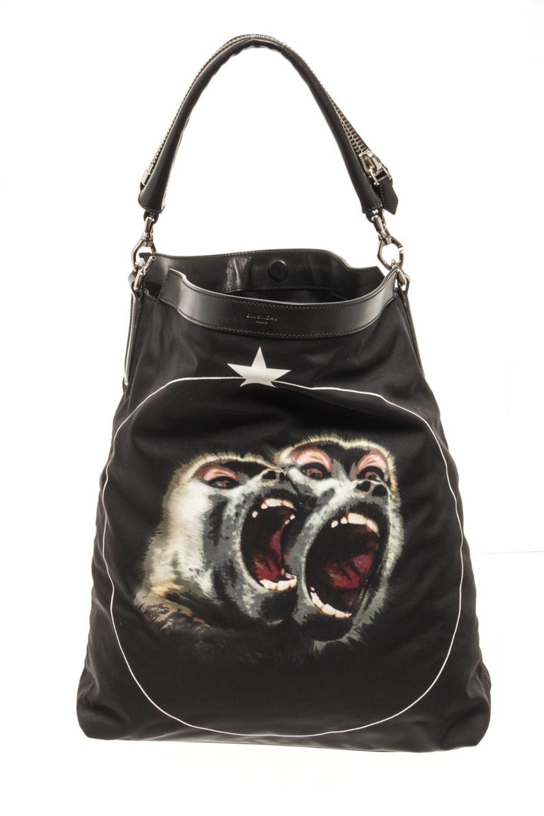 Givenchy Black Nylon Nightingale Monkey Brothers Satchel Bag For Sale