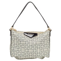 Givenchy Black/Off White Signature Coated Canvas and Patent Leather Hobo