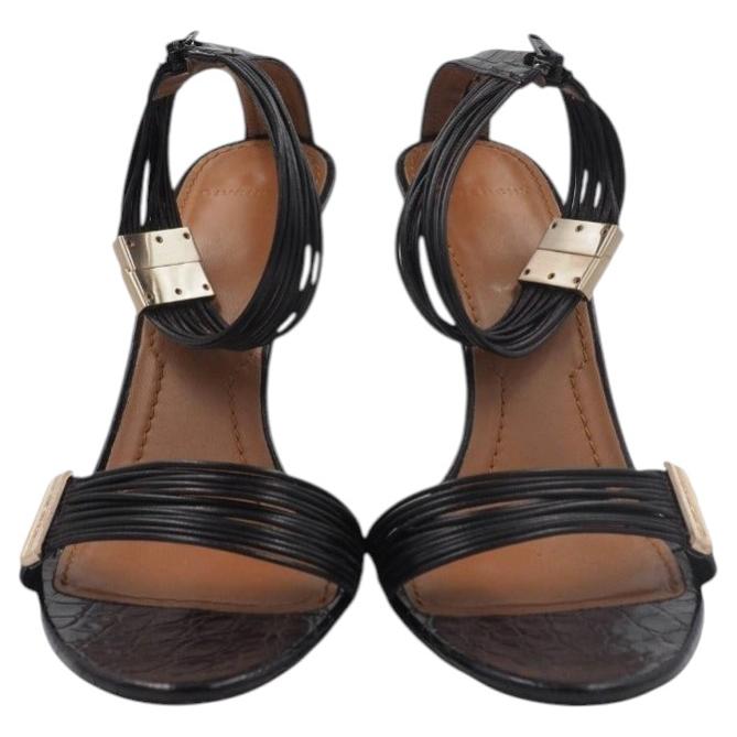 Pre-owned Givenchy Black Open Toe Ankle Wrap Heel
