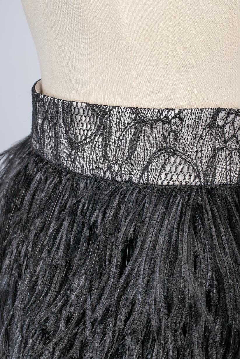 Givenchy jupe noire à plumes d'autruche en vente 2