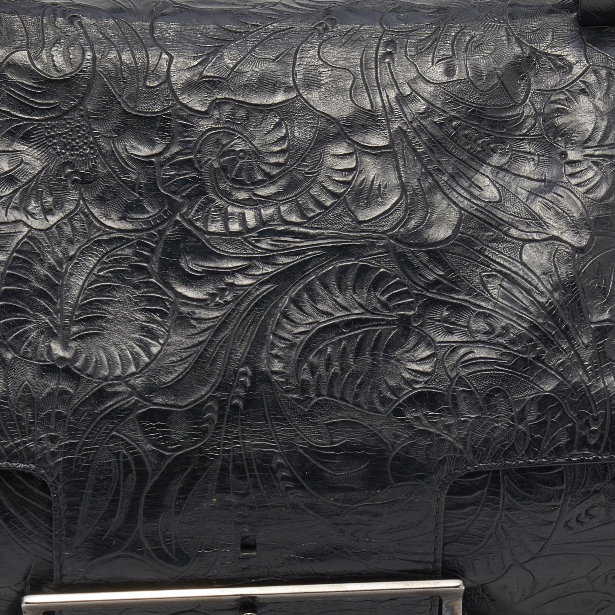 Givenchy Black Paisley Embossed Leather Top Handle Bag In Good Condition In Dubai, Al Qouz 2