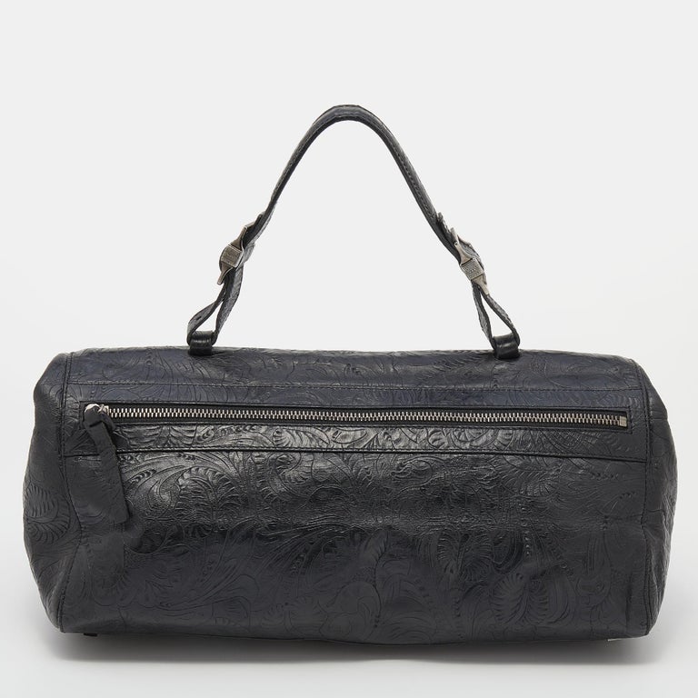 Givenchy Black Paisley Embossed Leather Top Handle Bag For Sale at 1stDibs
