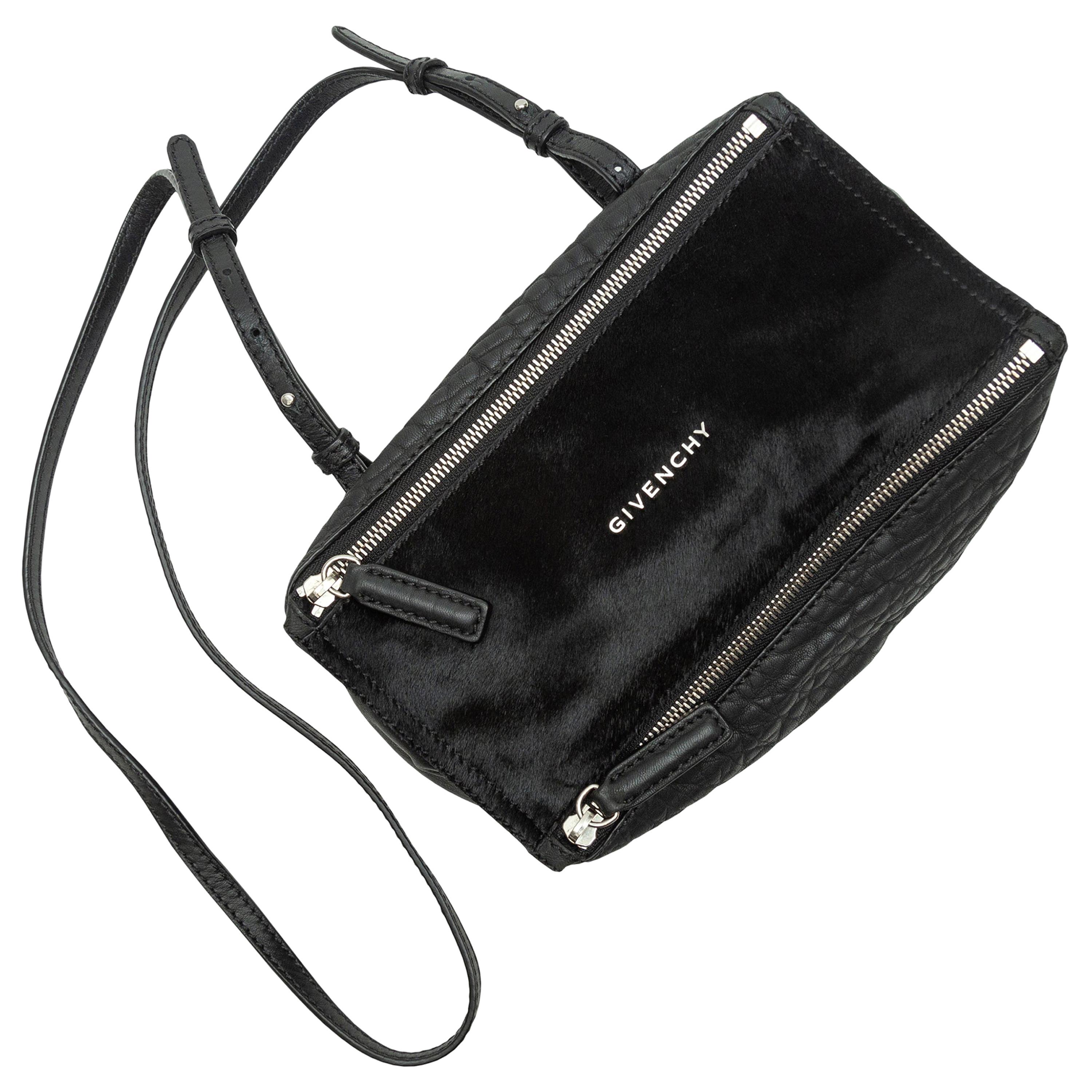 Givenchy Schwarz 'Pandora' Ponyhaar & Leder Crossbody Tasche