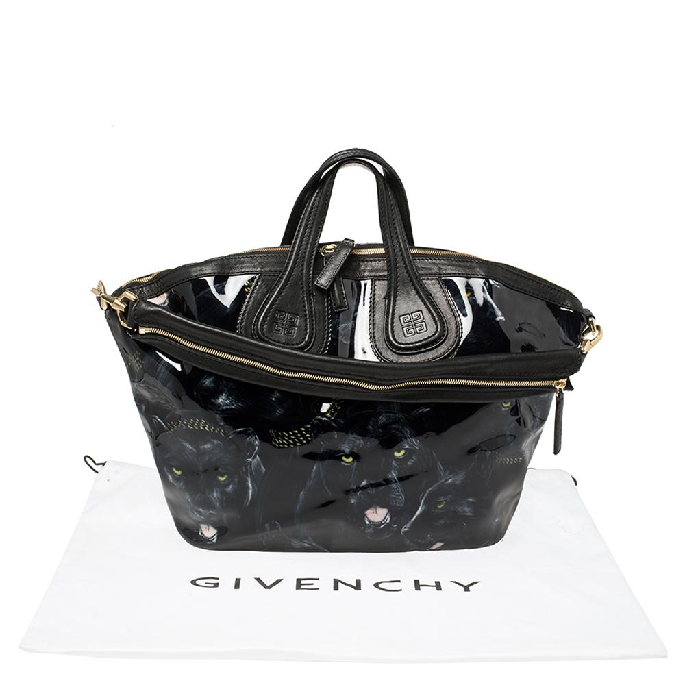 Givenchy Black Panther Print Patent and Leather Medium Nightingale Satchel 4
