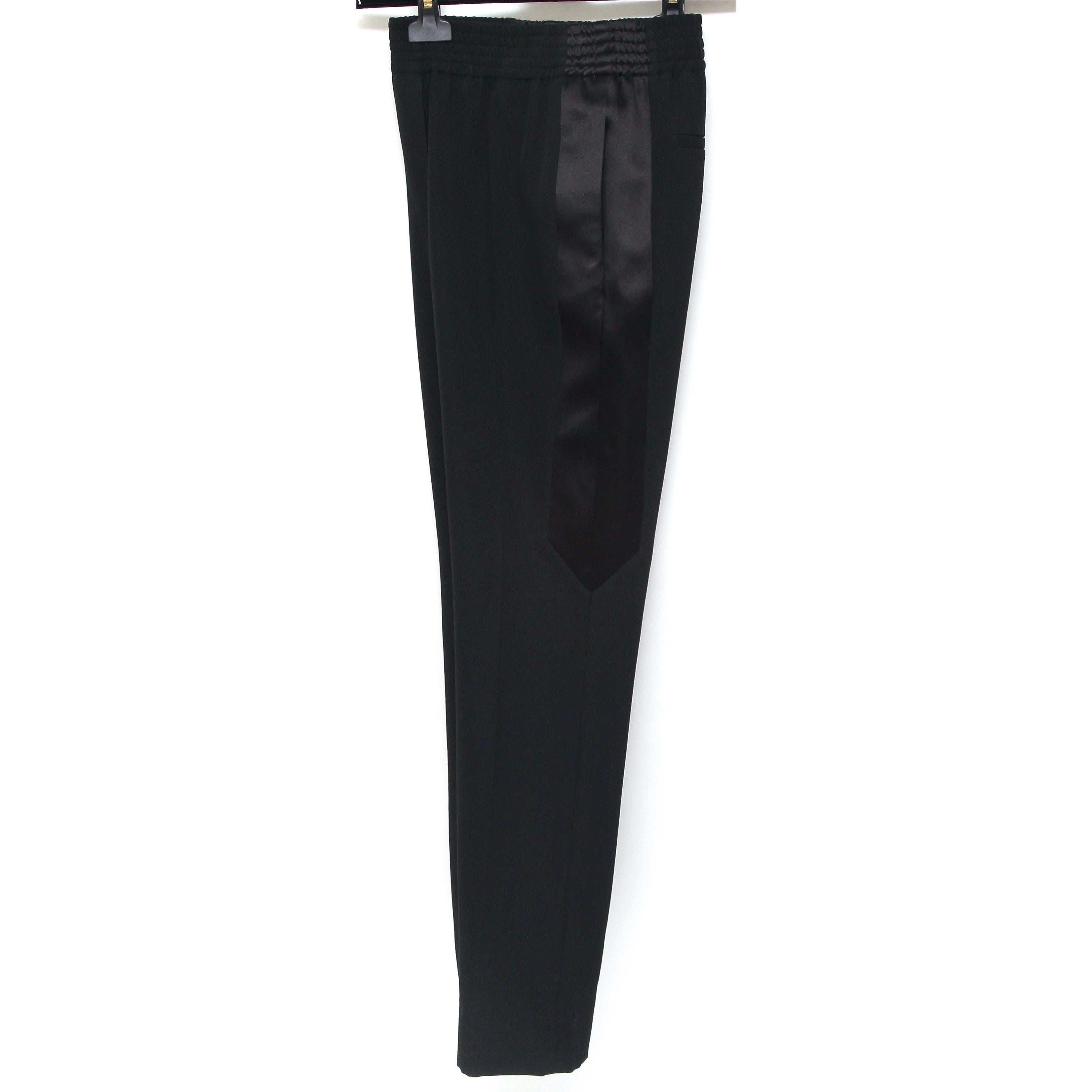 GIVENCHY Pantalon noir en laine à panneaux latéraux avec poches élastiques, Taille 34, Neuf avec étiquette Neuf à Hollywood, FL