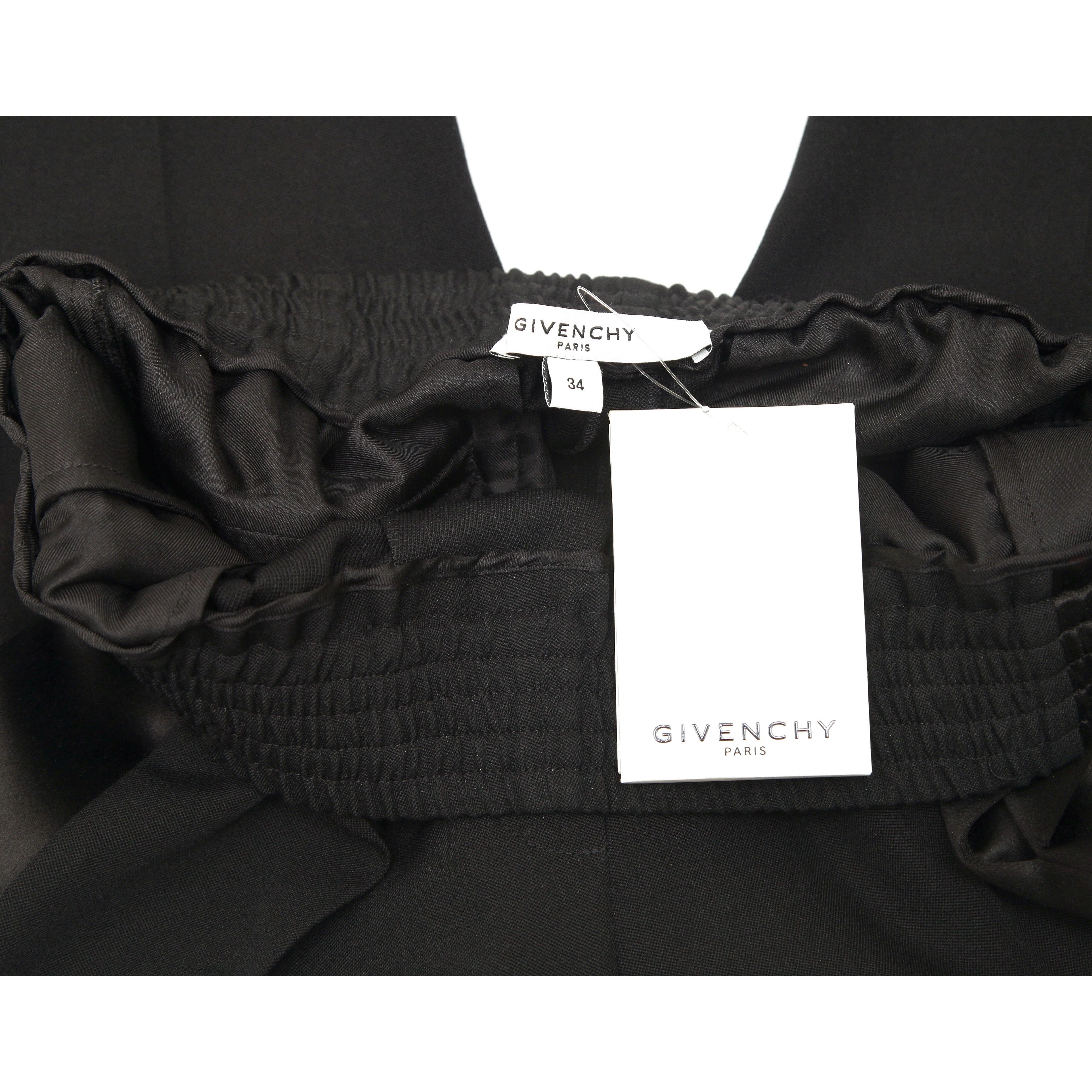  GIVENCHY Pantalon noir en laine à panneaux latéraux avec poches élastiques, Taille 34, Neuf avec étiquette Pour femmes 