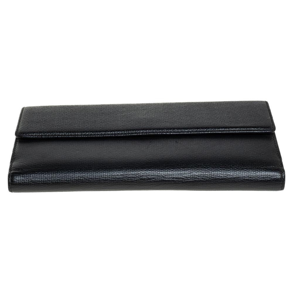 Women's Givenchy Black Patent and Leather Flap Continental Wallet