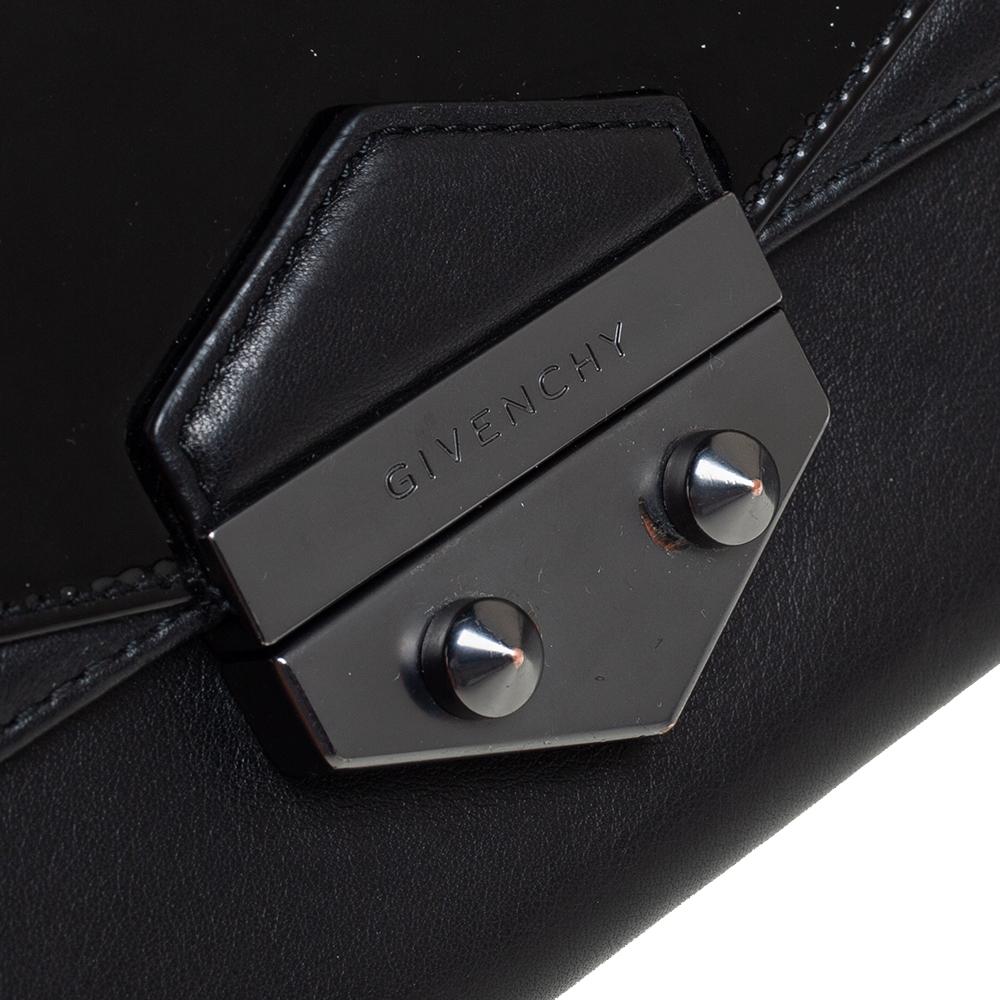 Givenchy Black Patent and Leather Flap Continental Wallet 3