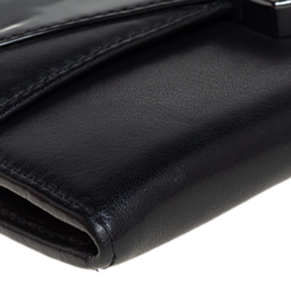 Givenchy Black Patent and Leather Flap Continental Wallet 4