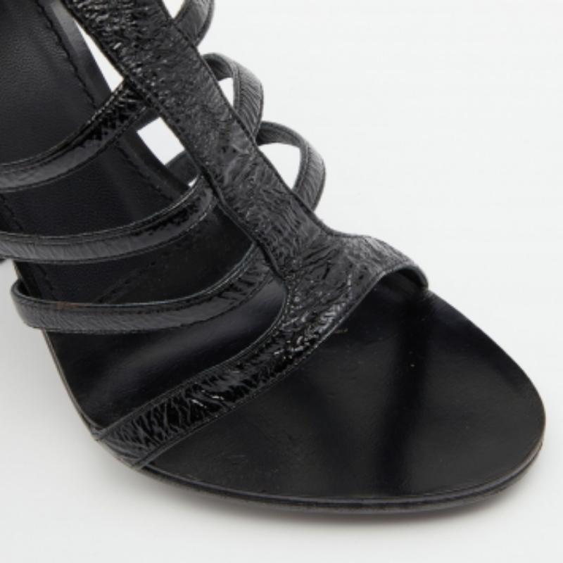 Givenchy Black Patent Leather Caged Open Toe Sandals Size 36.5 For Sale 2