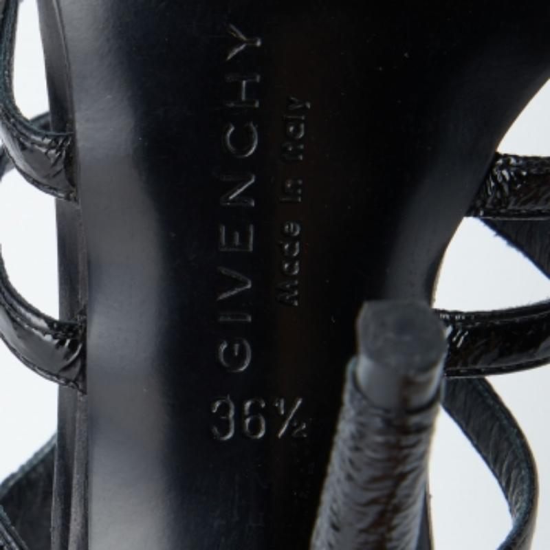 Givenchy Black Patent Leather Caged Open Toe Sandals Size 36.5 For Sale 3