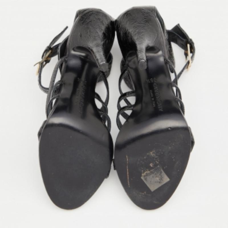 Givenchy Black Patent Leather Caged Open Toe Sandals Size 36.5 For Sale 4