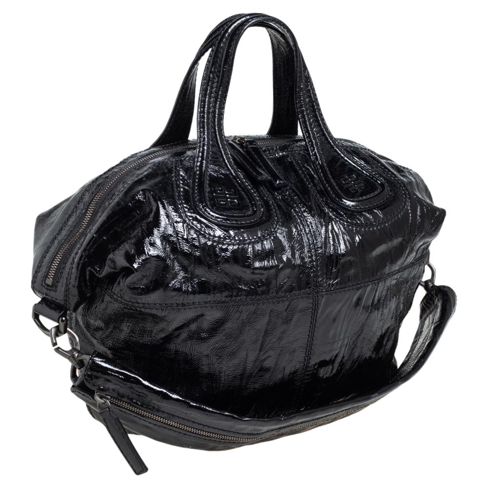 Women's Givenchy Black Patent Leather Medium Nightingale Tote