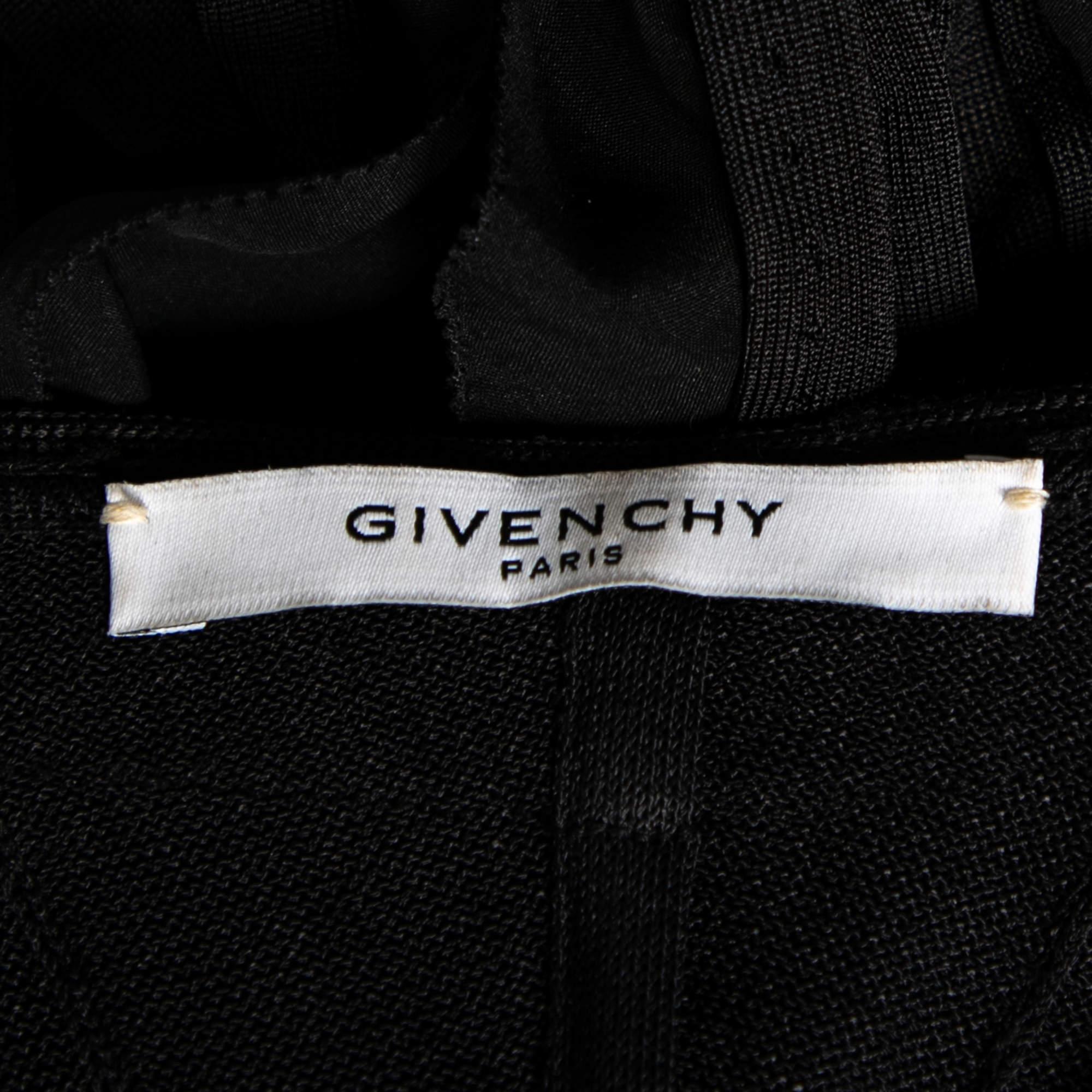 Women's Givenchy Black Patterned Knit Ruffle Trimmed Dress M For Sale