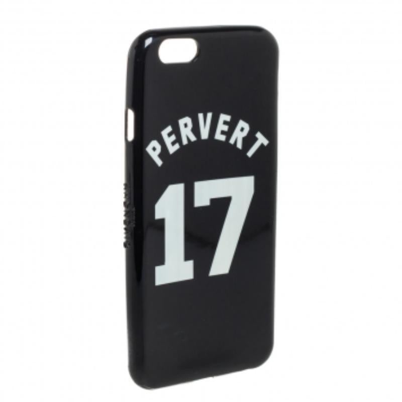 This durable phone cover from Givenchy is for iPhone 6 users. It is made using black plastic and designed with prints on the exterior.