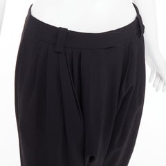 GIVENCHY black pleated front drop crotch harem knee length shorts FR38 M