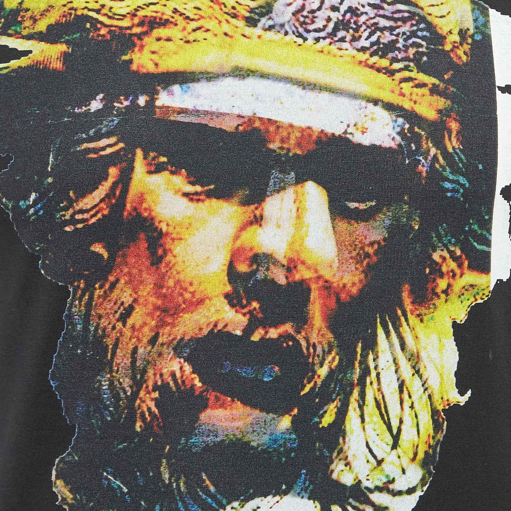 Givenchy Black Printed Cotton Crew Neck T-Shirt XS In Excellent Condition For Sale In Dubai, Al Qouz 2