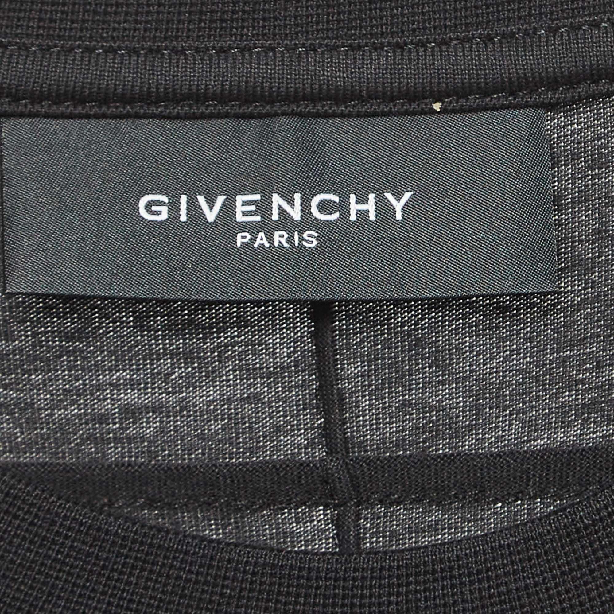 Men's Givenchy Black Printed Cotton Crew Neck T-Shirt XS For Sale