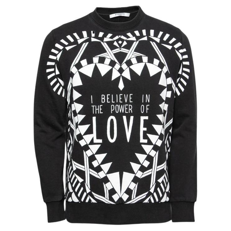 Givenchy Black Printed Cotton Crewneck Long Sleeve Sweatshirt XS