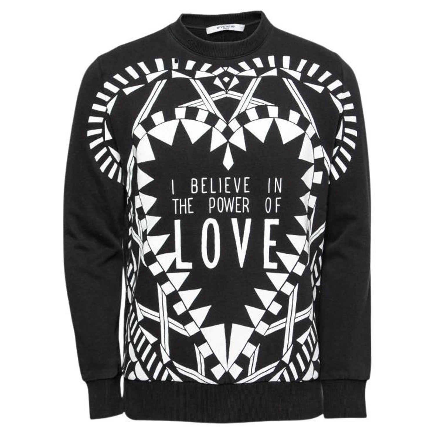 Givenchy Black Printed Cotton Crewneck Long Sleeve Sweatshirt XS For Sale  at 1stDibs