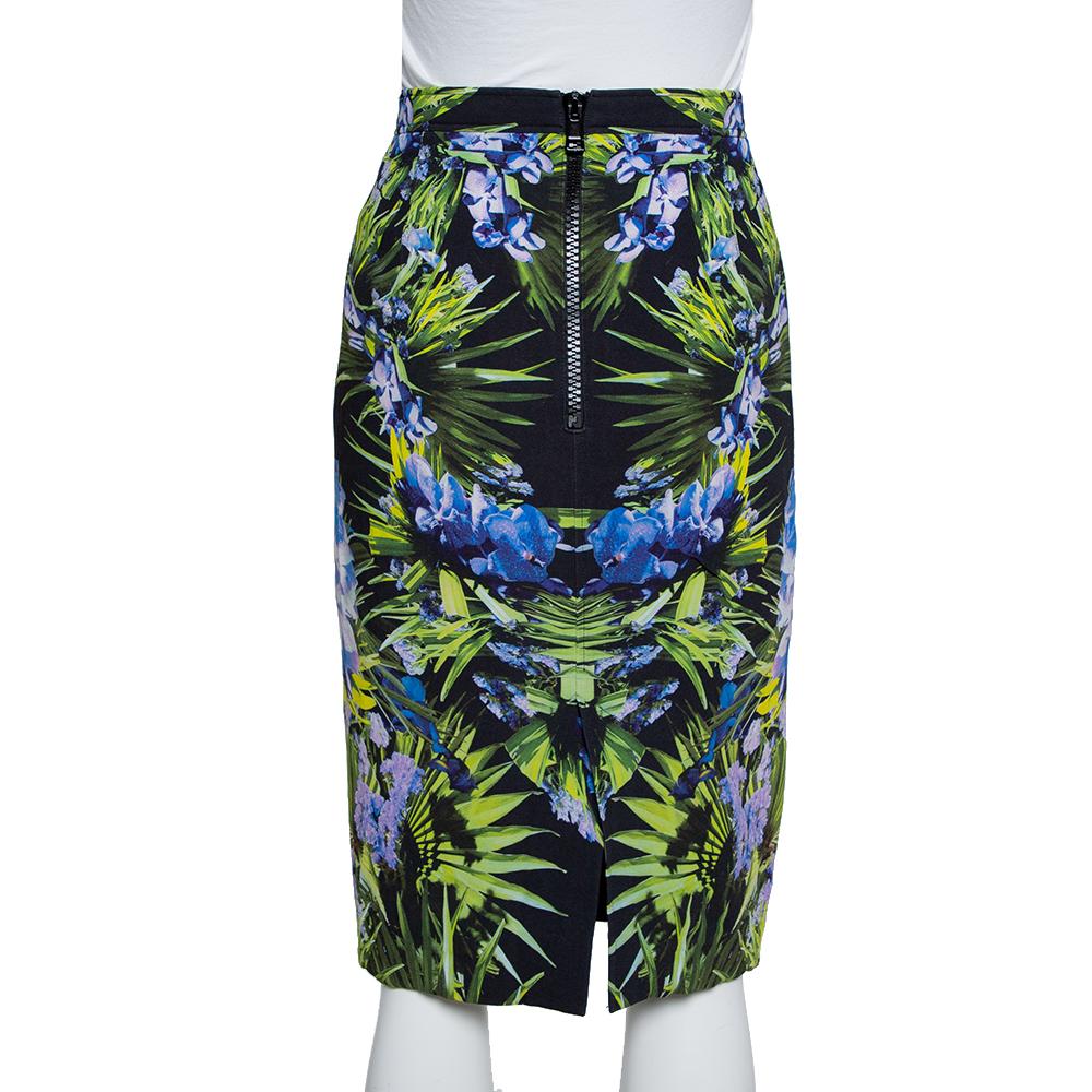 Givenchy Falda negra de crepé estampado hasta la rodilla M Negro