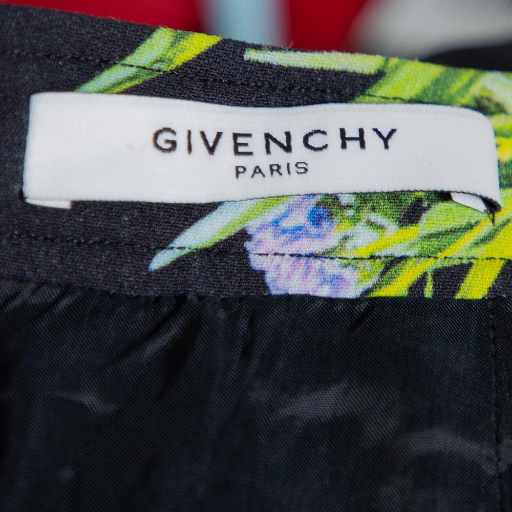 De las mujeres Givenchy Falda negra de crepé estampado hasta la rodilla M