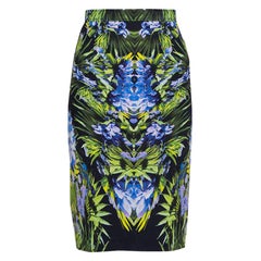 Givenchy Black Printed Crepe Knee Length Skirt M