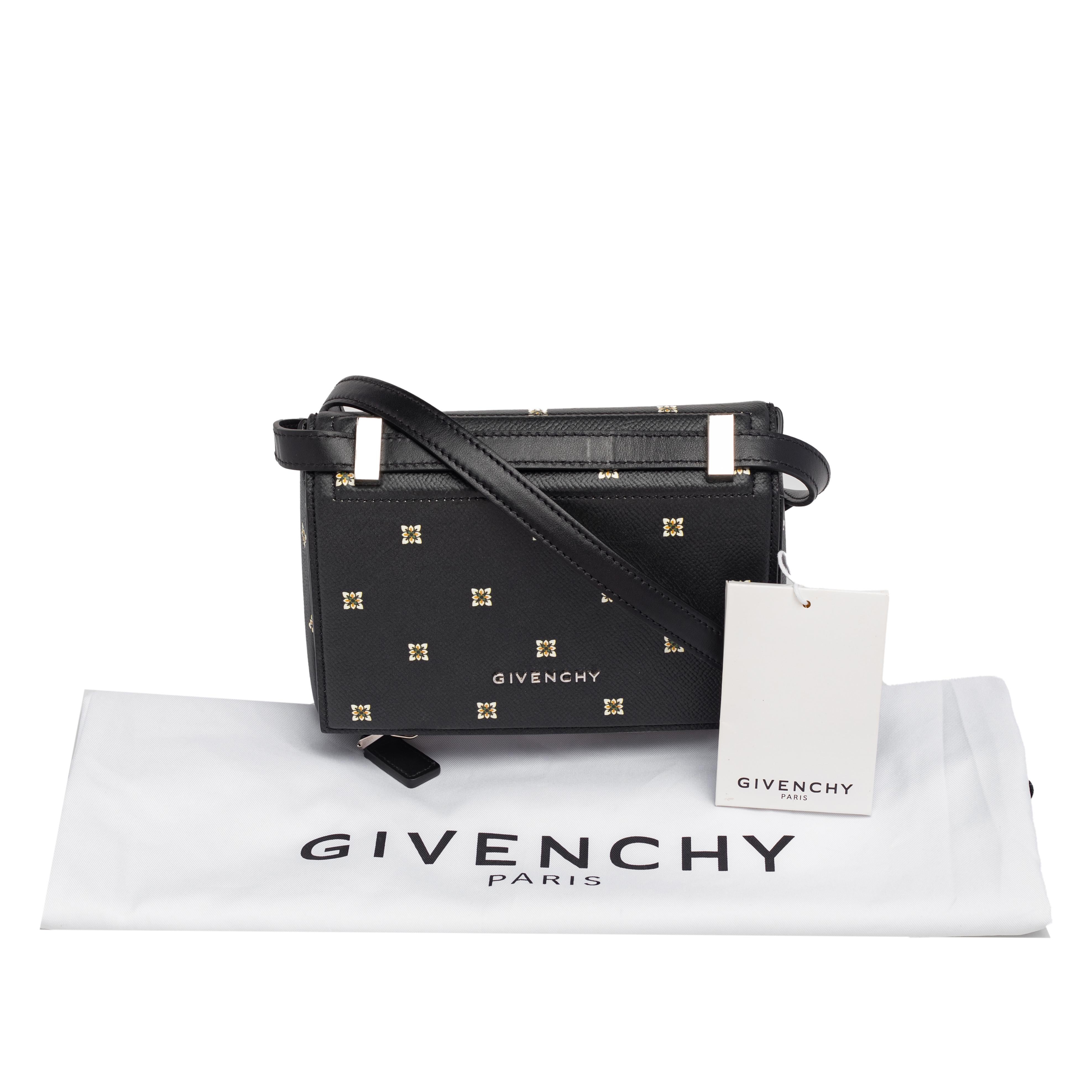 Givenchy Black Printed Leather Mini Pandora Box Shoulder Bag 8