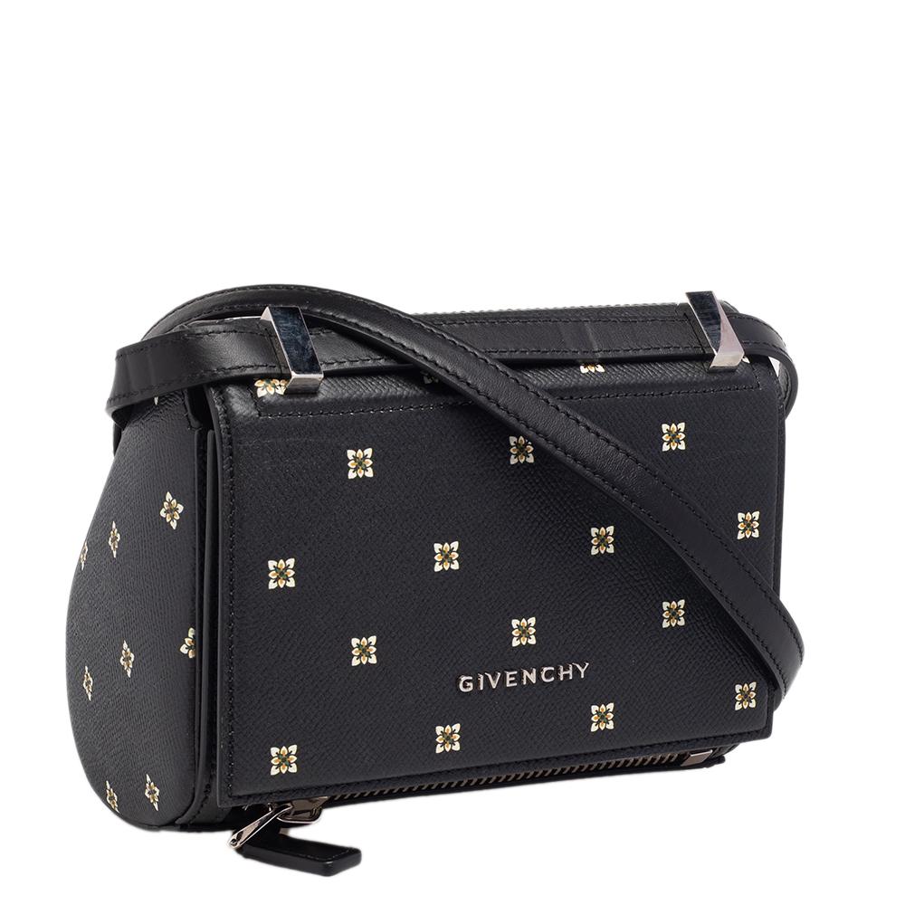 Women's Givenchy Black Printed Leather Mini Pandora Box Shoulder Bag