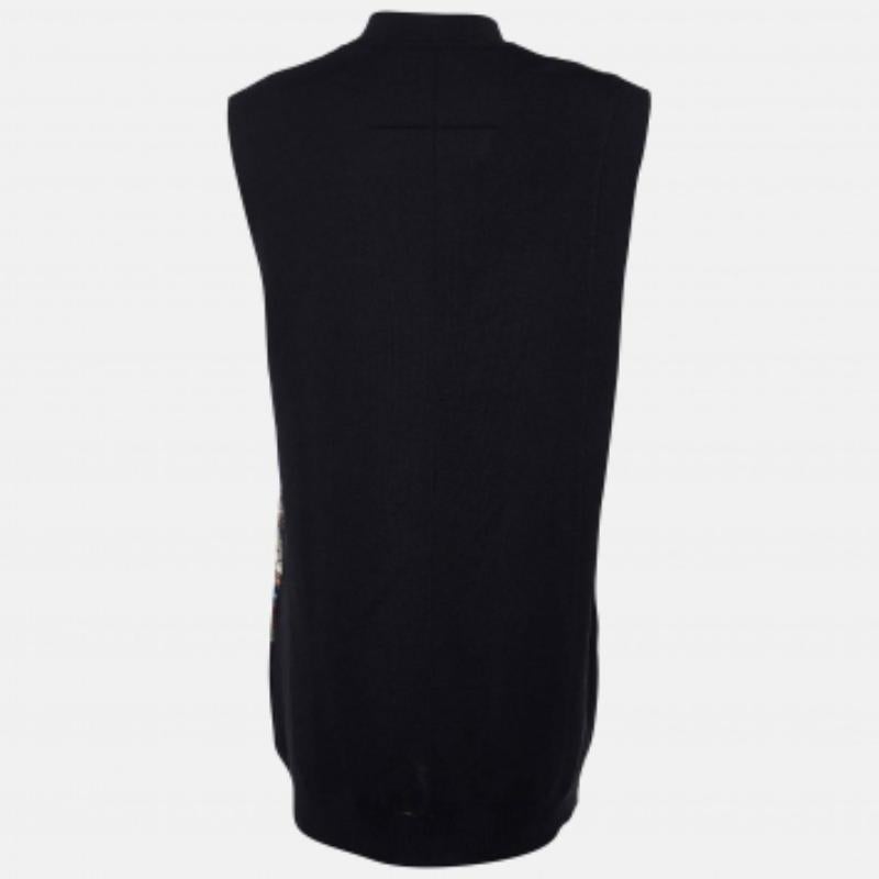 Givenchy Black Printed Silk & Wool Sleeveless Tunic S For Sale 1