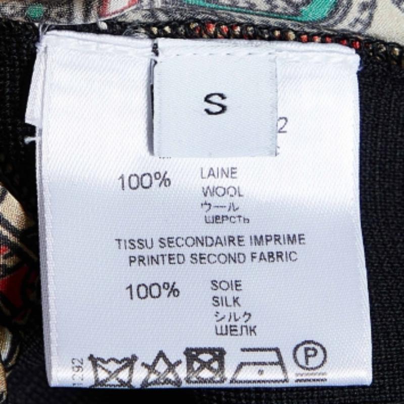Givenchy Black Printed Silk & Wool Sleeveless Tunic S For Sale 2