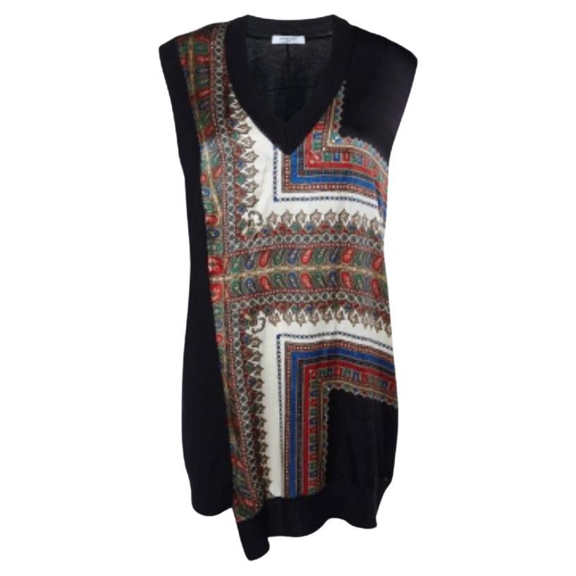 Givenchy Black Printed Silk & Wool Sleeveless Tunic S For Sale