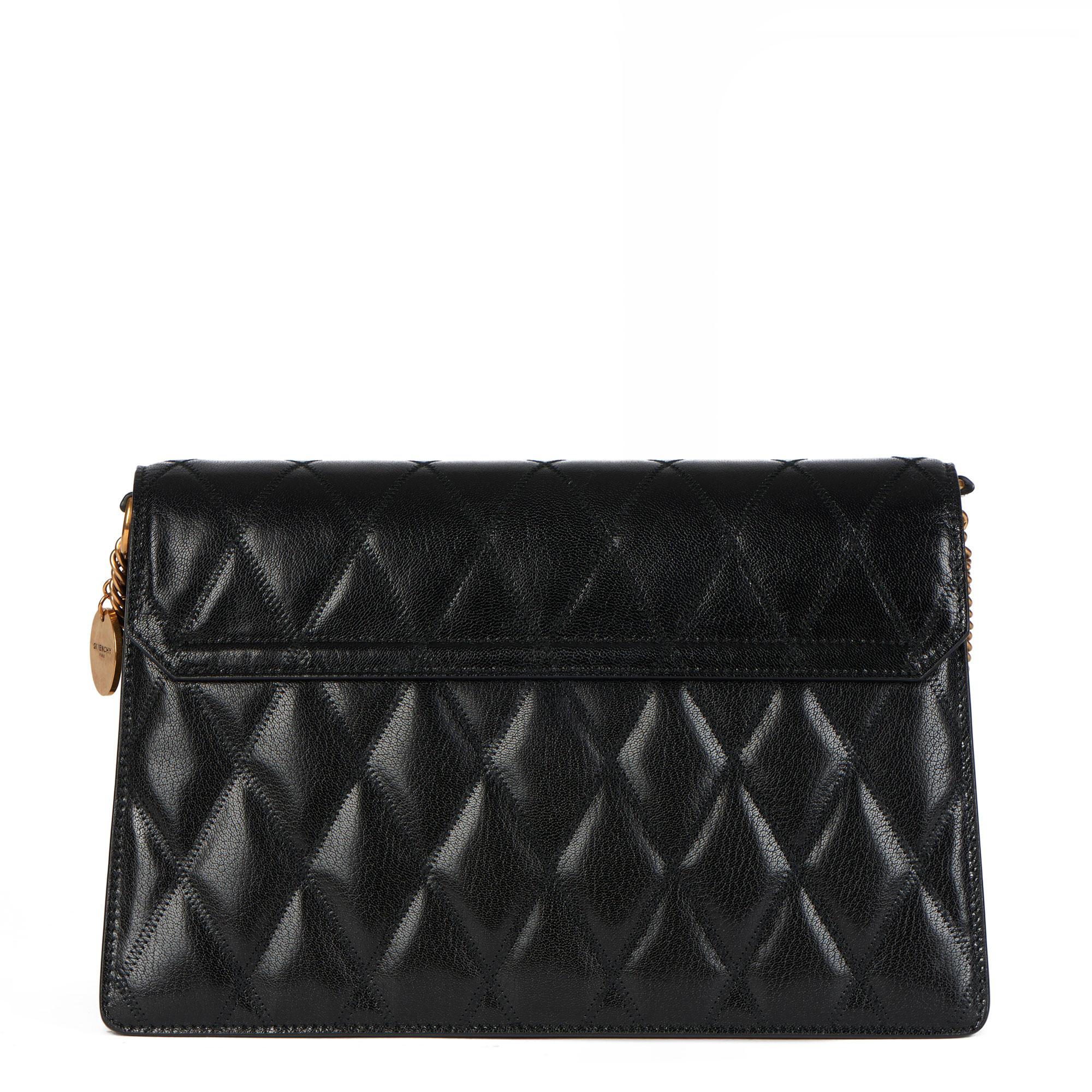 Women's Givenchy Black Quilted Goatskin Leather Medium GV3