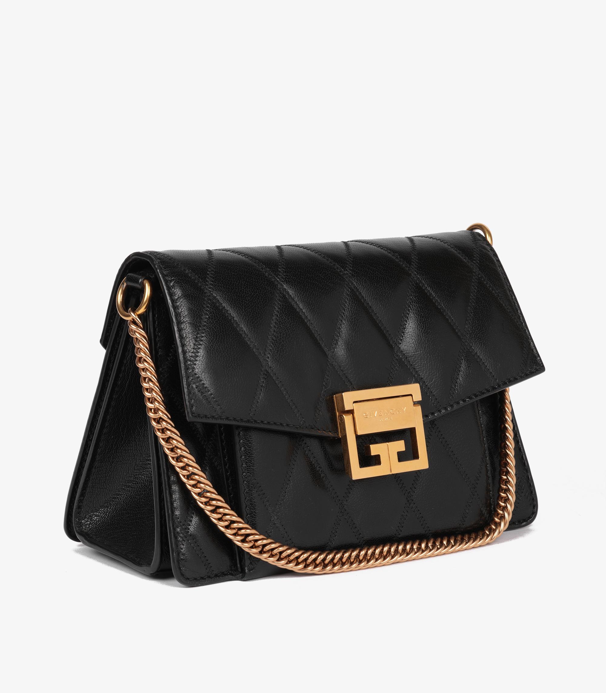 Givenchy Black Quilted Goatskin Leather Small GV3 Shoulder Bag In Excellent Condition For Sale In Bishop's Stortford, Hertfordshire