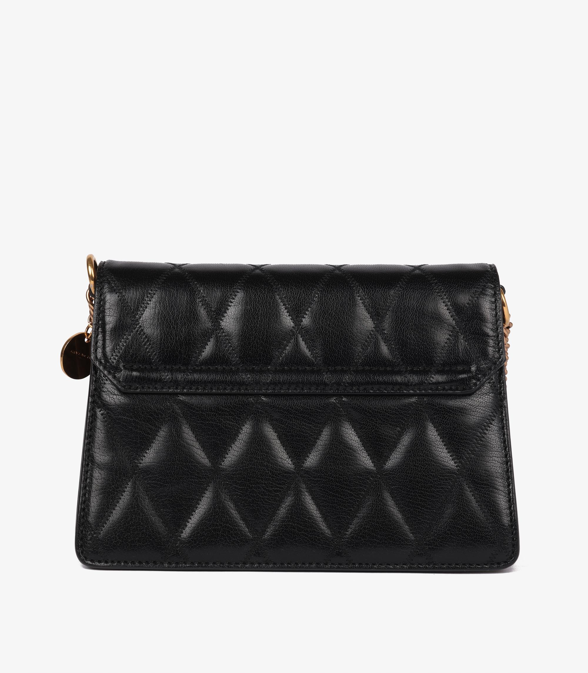 Givenchy Black Quilted Goatskin Leather Small GV3 Shoulder Bag For Sale 2