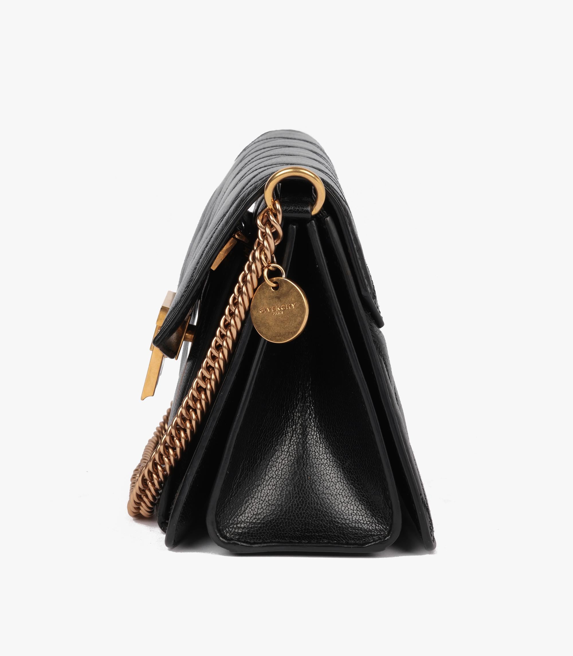 Givenchy Black Quilted Goatskin Leather Small GV3 Shoulder Bag For Sale 3