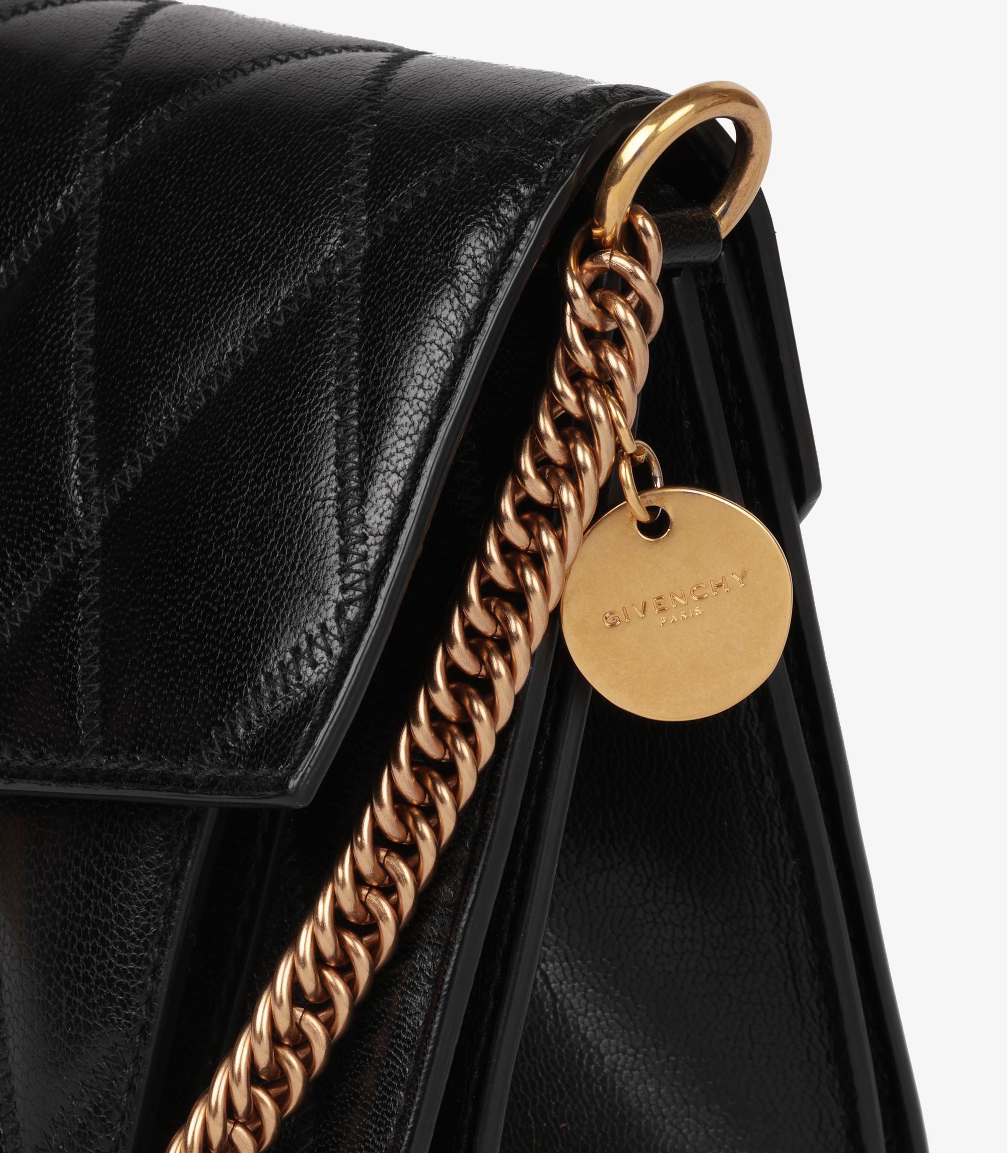 Givenchy Black Quilted Goatskin Leather Small GV3 Shoulder Bag For Sale 4