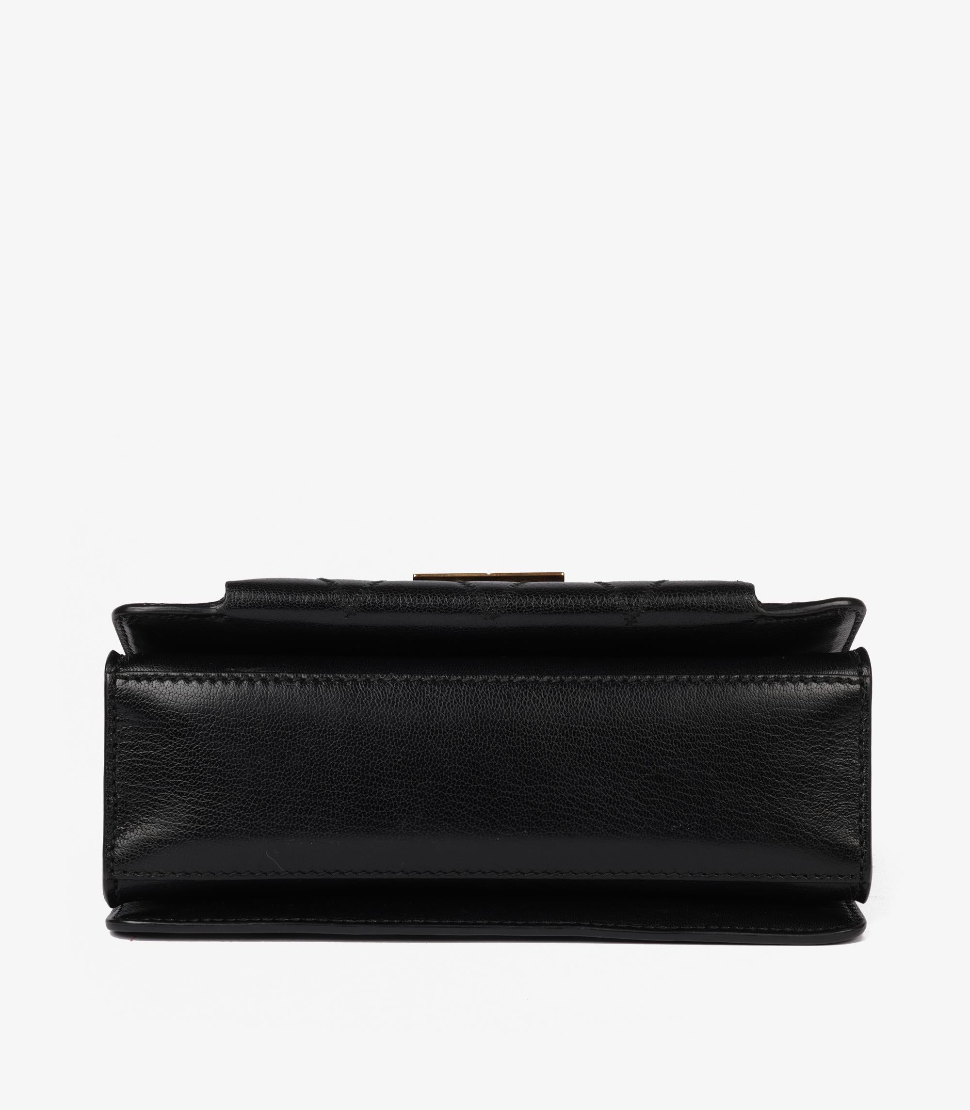 Givenchy Black Quilted Goatskin Leather Small GV3 Shoulder Bag For Sale 5