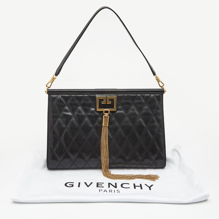 Givenchy Black Quilted Leather Large Gem Shoulder Bag at 1stDibs