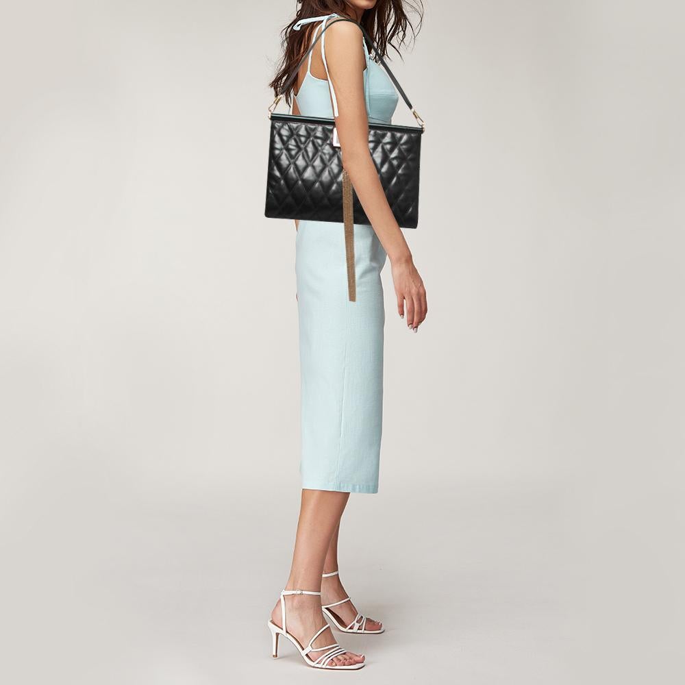 Women's Givenchy Black Quilted Leather Large Gem Shoulder Bag