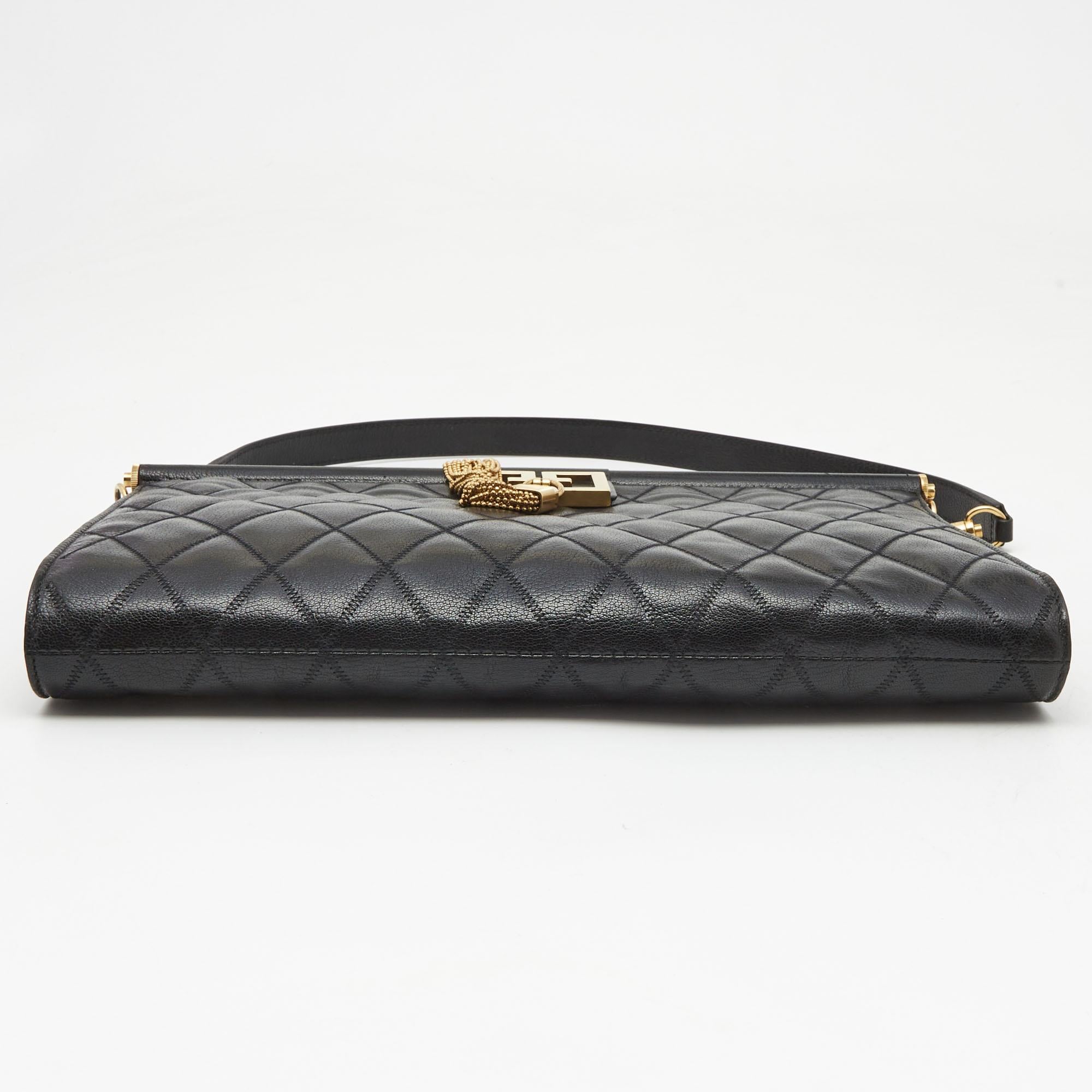 Givenchy Black Quilted Leather Large Gem Shoulder Bag 1