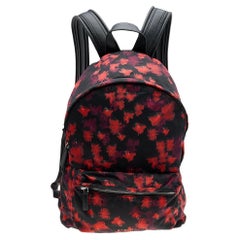 Givenchy Black/Red Floral Print Nylon And Leather Backpack