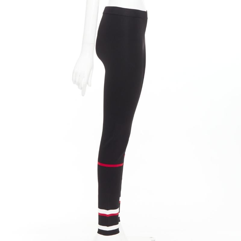 GIVENCHY black red white striped hem viscose knit legging pants XS In condizioni ottime in vendita a Hong Kong, NT