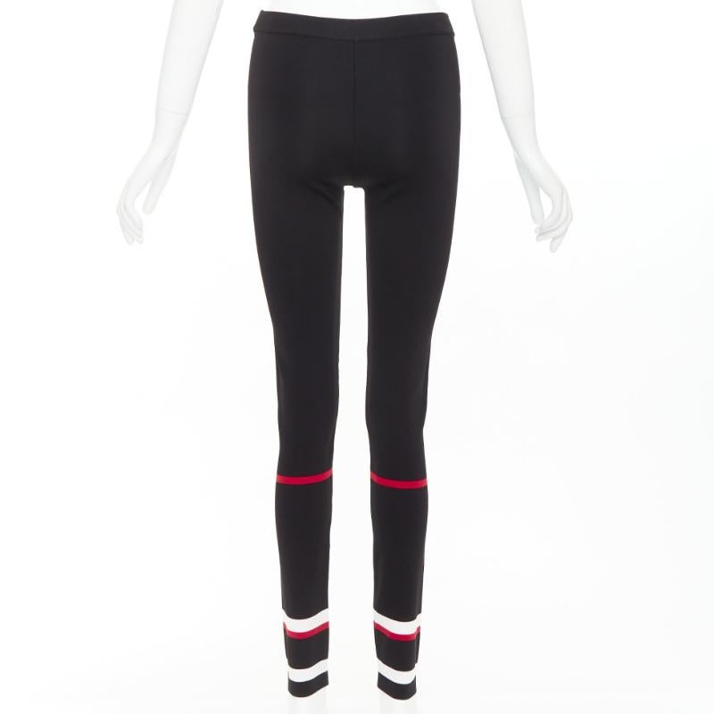 Donna GIVENCHY black red white striped hem viscose knit legging pants XS in vendita