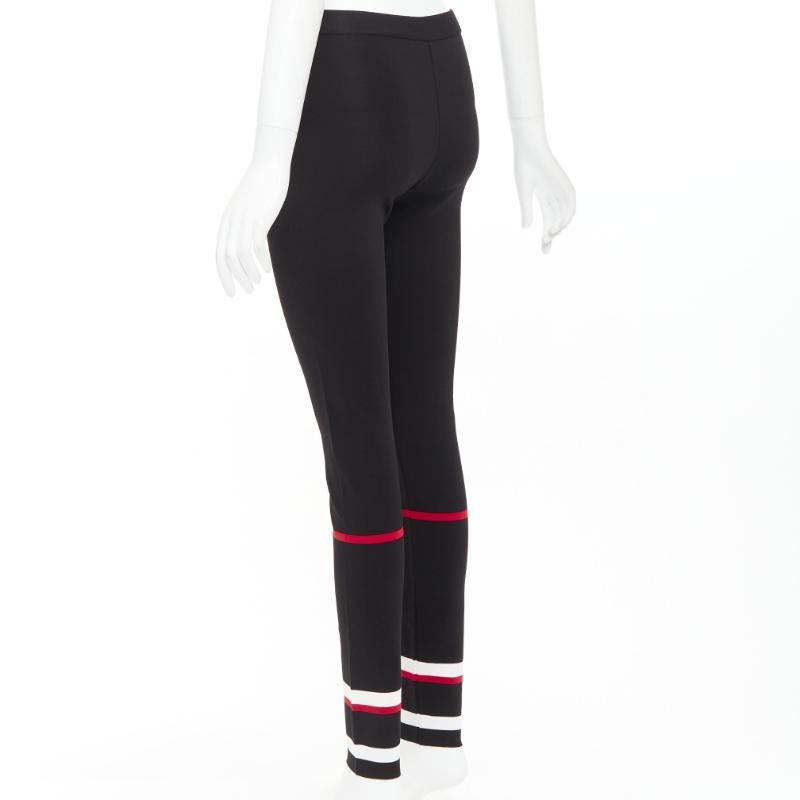 GIVENCHY black red white striped hem viscose knit legging pants XS in vendita 1
