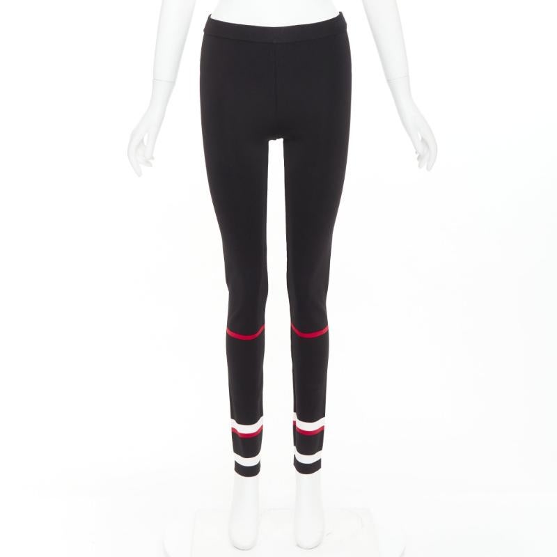 GIVENCHY black red white striped hem viscose knit legging pants XS in vendita 4