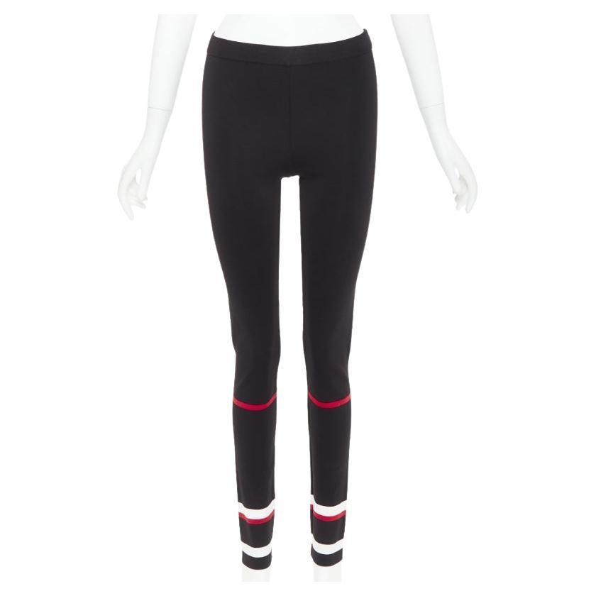 GIVENCHY black red white striped hem viscose knit legging pants XS in vendita